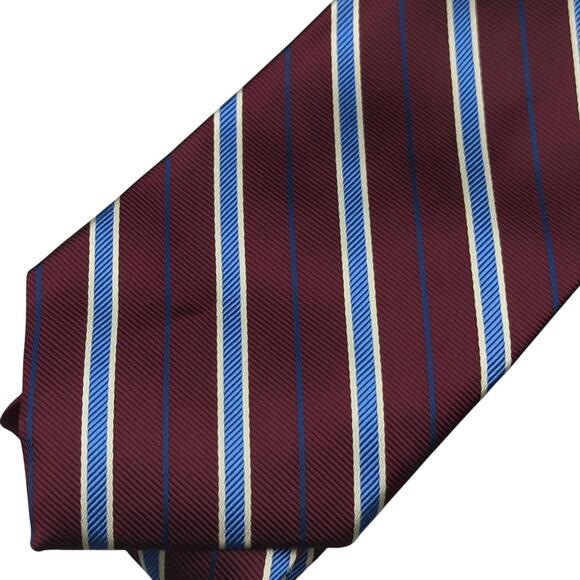 VTG Silk Repp Tie Preppy Ivy League Regimental Burgundy Blue White‎ 57.75